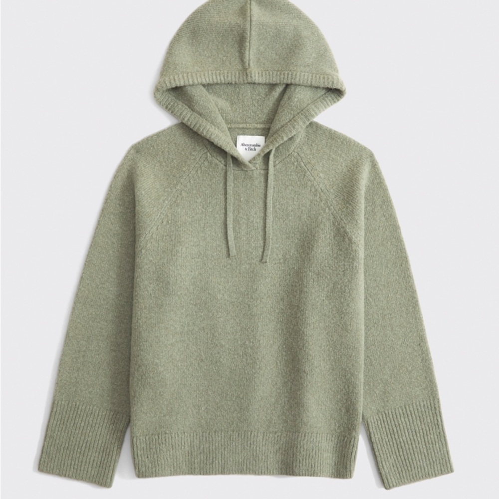 Sage Green Hooded Sweatshirt with V-Neckline